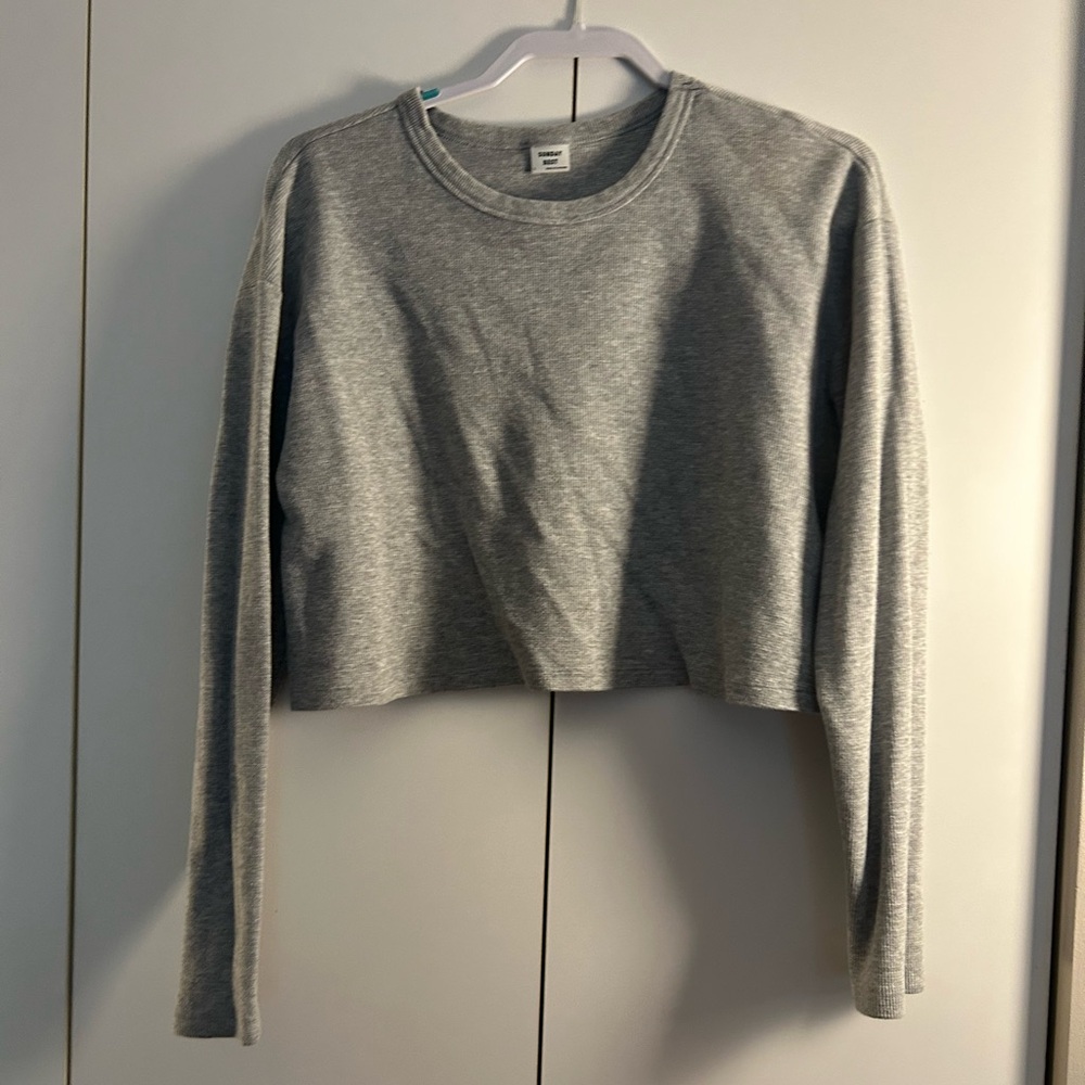 Aritizia Gray Long Sleeve Crop Top